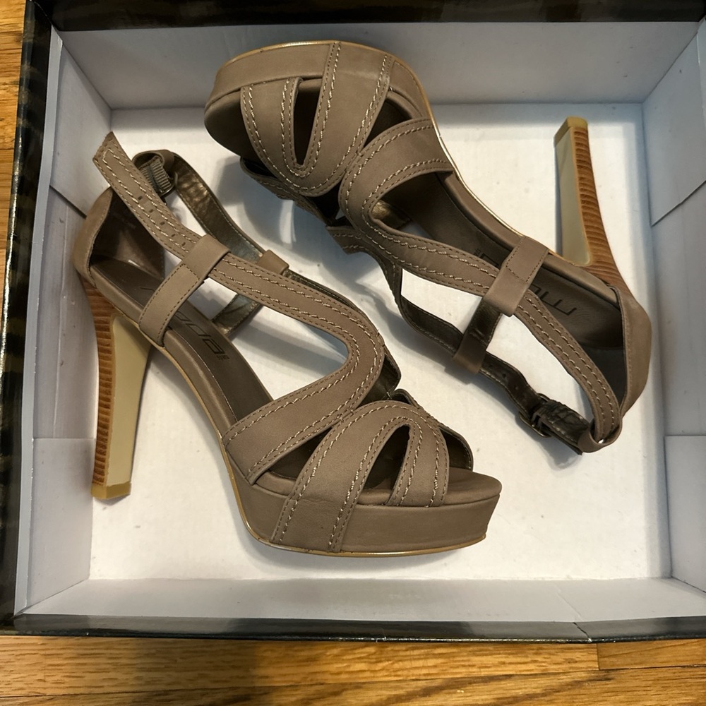 Elegant Taupe Strappy Heels